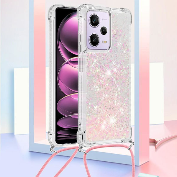 SKALO Xiaomi Redmi Note 12 Pro 5G Juoksuhiekka Glitter Mobile kaulapanta - Pinkki Pink