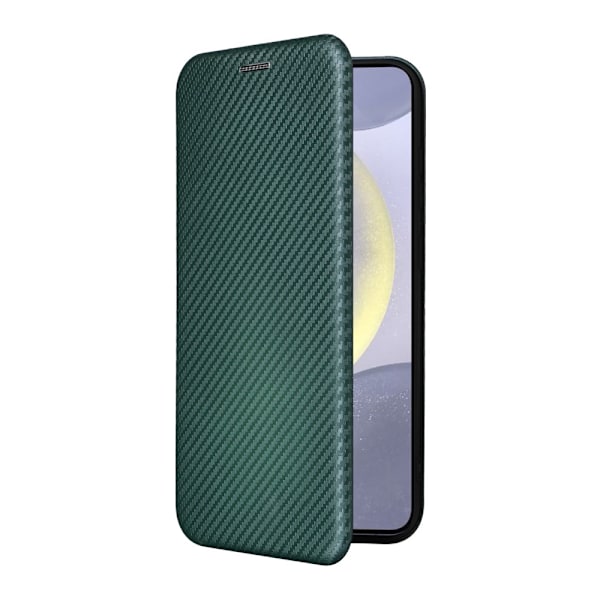SKALO Samsung S25 Carbon Fiber Lompakkokotelo - Vihreä Green