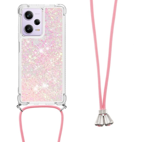 SKALO Xiaomi Redmi Note 12 Pro 5G Kvicksand Glitter Mobilhalsban Rosa