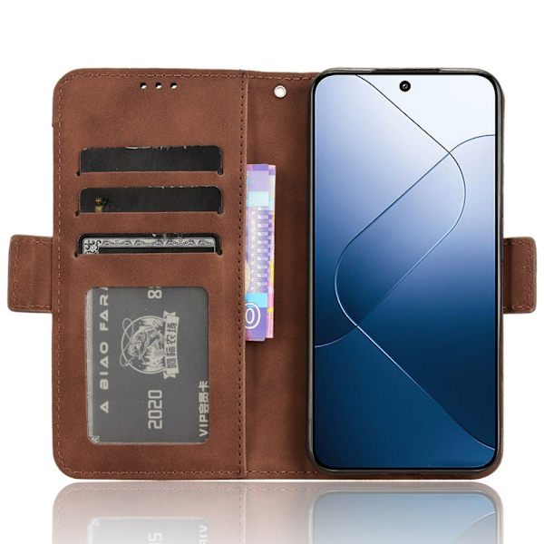 SKALO Xiaomi 14 5G 6-FACK Plånboksfodral - Brun Brun