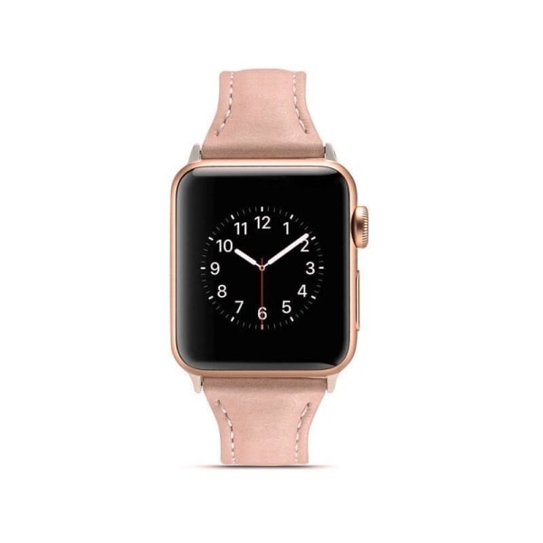 SKALO Kapea Nahkaranneke Apple Watch 42/44/45/49mm - Valitse vär Pink