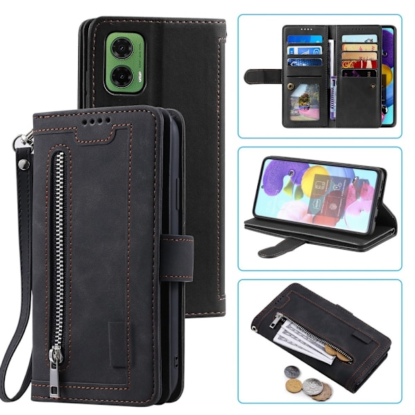 SKALO Motorola Moto G35 5G Big Wallet 9-LOMMER Flip Cover - Sort Black