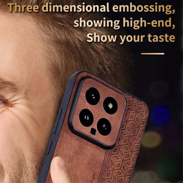SKALO Xiaomi 14 5G AZNS PU-Läder Skal - Brun Brun