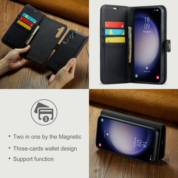 DG MING Samsung S23 FE 2-i-1 Magnet Plånboksfodral - Svart Svart
