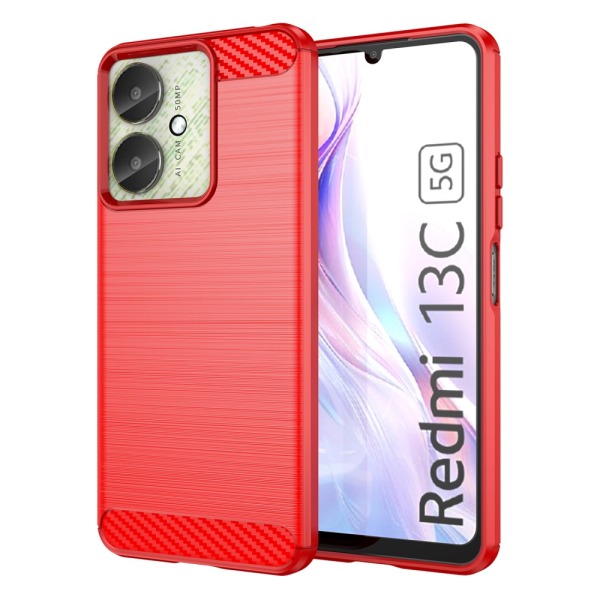 SKALO Xiaomi Redmi 13C 4G Armor Carbon Stöttåligt TPU-skal - Fle Röd