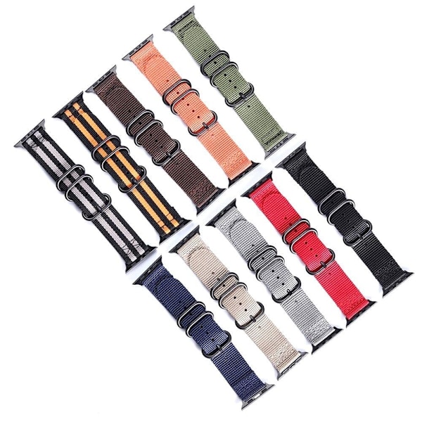 SKALO Nato-ranneke Nylon Apple Watch Series 4-6 40mm - Valitse väri Multicolor