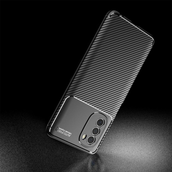 SKALO Moto G51 Carbon Fiber TPU-skal - Blå Blå