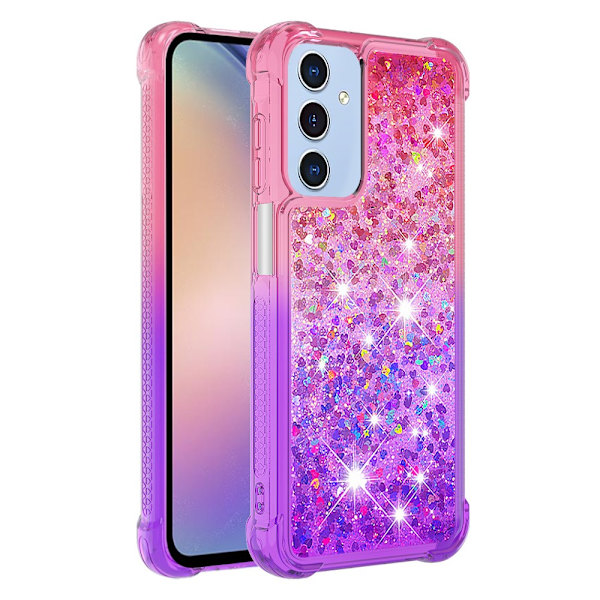 SKALO Samsung A15 5G Kvicksand Glitter Hjärtan TPU-skal - Rosa-Lila multifärg