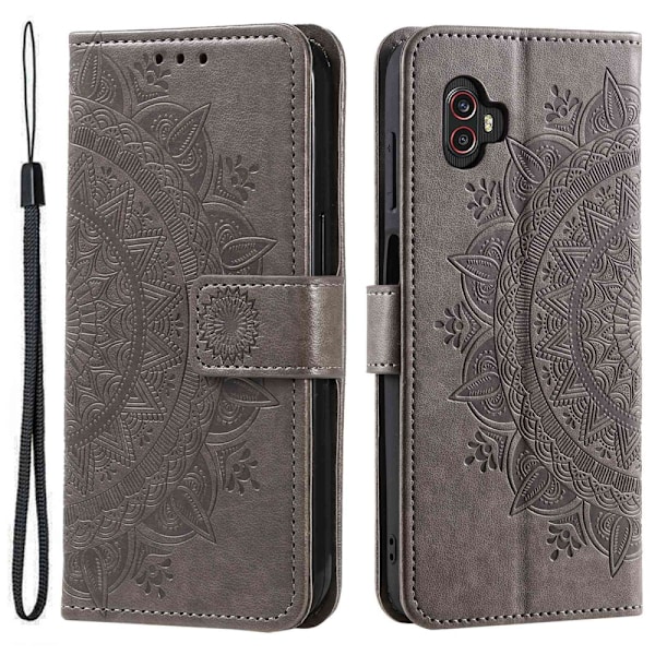 SKALO Samsung Xcover6 Pro 5G Mandala lompakkokotelo - Harmaa Grey