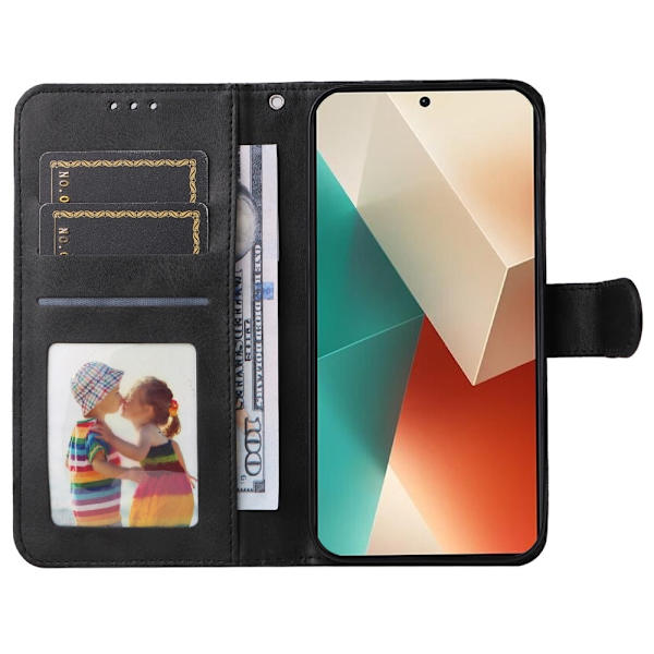 SKALO Xiaomi Redmi Note 13 5G PU-Läder Plånboksfodral - Fler färger Svart