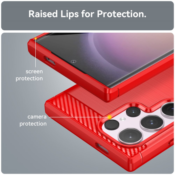 SKALO Samsung S24 Ultra Armor Carbon Stöttåligt TPU-skal - Fler Röd