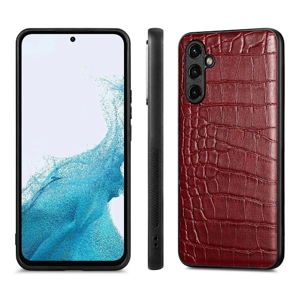 SKALO Samsung A54 5G Crocodile PU Nahka Hybrid Suojakuori - Viininpunainen Wine red