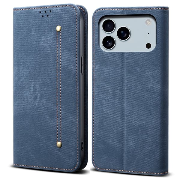SKALO iPhone 17 Pro Max Jeans Plånboksfodral - Blå Blå