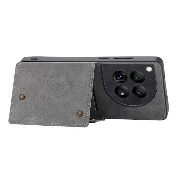 SKALO OnePlus 12 5G PU-læder Cover med Pung - Grå Grey