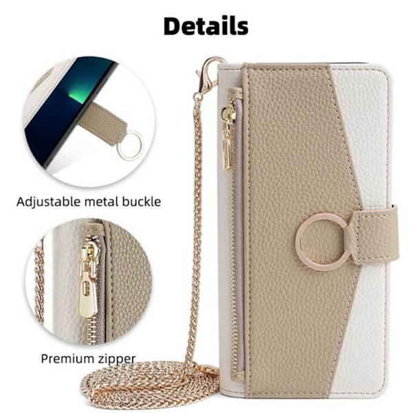 SKALO Samsung A05s 4G Litchi Makeup Mirror Lompakkokotelo - Valkoinen White