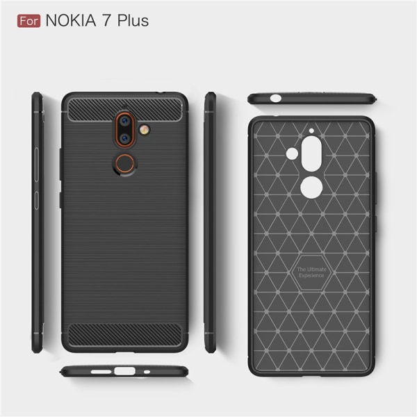 Iskunkestävä Armor Carbon TPU-kuori Nokia 7 Plus - enemmän värejä Grey