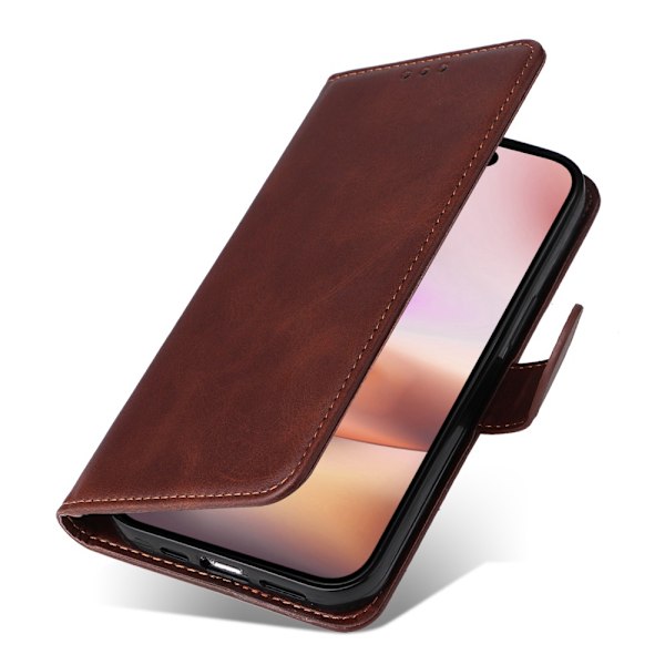 SKALO iPhone 16 Plus PU-læder Pungetui - Vælg farve Brown