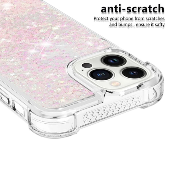 SKALO iPhone 15 Pro Kvicksand Glitter Hjärtan TPU-skal - Rosa Rosa