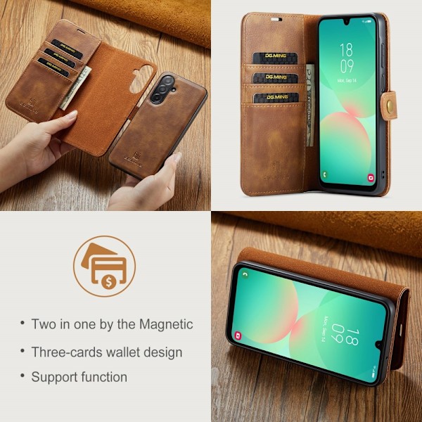 DG MING Samsung A26 5G 2-in-1 Magneetti Lompakkokotelo - Ruskea Brown