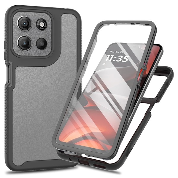 SKALO Motorola Moto G05 Shockproof Clear Hybrid+Näytönsuoja Suojakuori - Musta Black
