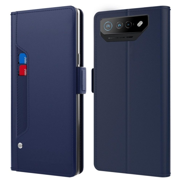 SKALO Asus ROG Phone 7 5G Korthållare Spegel Plånbok - Blå Blå