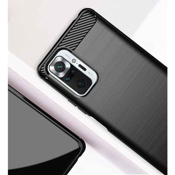 Stöttåligt Armor Carbon TPU-skal Xiaomi Redmi Note 10/10S - Välj Svart