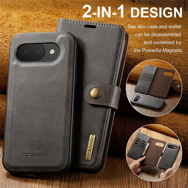 DG MING 2-i-1 Magnet Flip Cover til Google Pixel 10a - Grå Grey