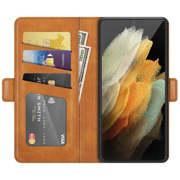 SKALO Samsung S22 Ultra Premium -lompakkokotelo - vaaleanruskea Light brown