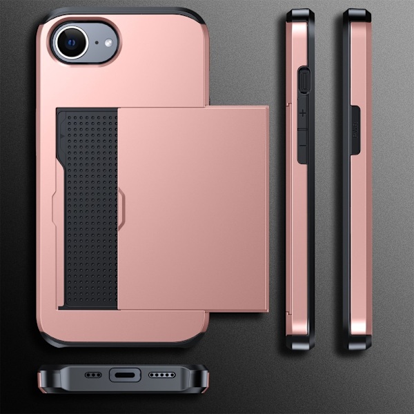 SKALO iPhone 16e Armor Korttikotelo Suojakuori - Ruusukulta Pink gold