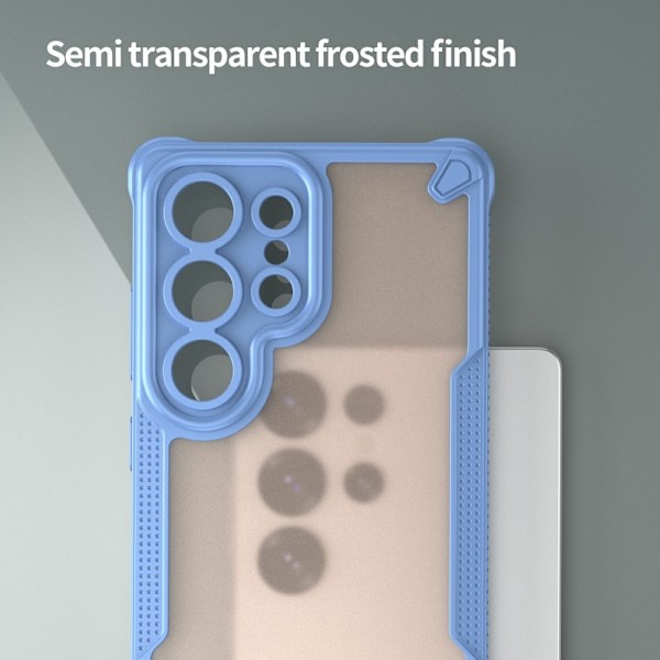 SKALO Samsung S25 Ultra Armor Hybrid Frosted Skal - Blå Blå