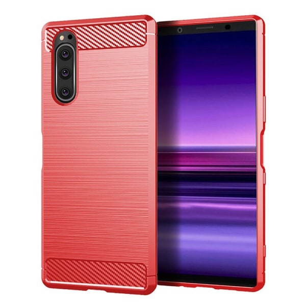 SKALO Sony Xperia 5 Armor Carbon Stødsikker TPU-cover - Vælg farve Red