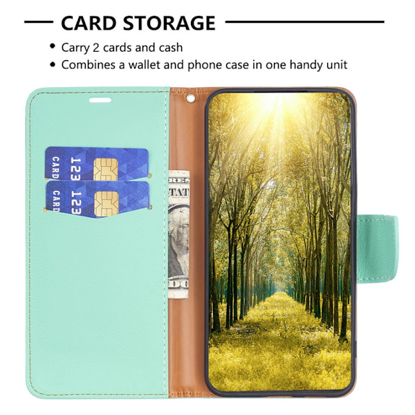SKALO Samsung S24 Litchi Lompakkokotelo - Turkoosi Turquoise