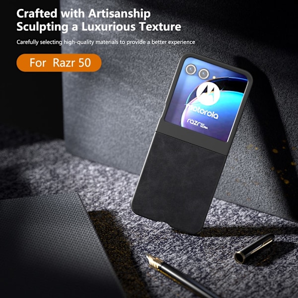 SKALO Motorola Razr 50 5G ABEEL PU læder Fold Cover - Sort Black