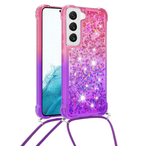 SKALO Samsung S23 Kvicksand Glitter Mobile Collar - Pink-Lilla Multicolor