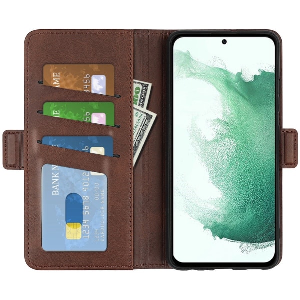 SKALO Samsung S23 Plus Premium Wallet Lompakkokotelo - Ruskea Brown