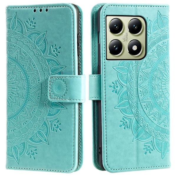 SKALO Xiaomi 14T Pro Mandala Flip Cover - Turkis Turquoise