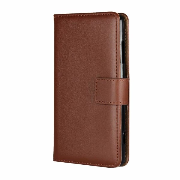 SKALO Xiaomi Redmi 9A Flip Cover m. Pung i Ægte Læder - Vælg farve Brown