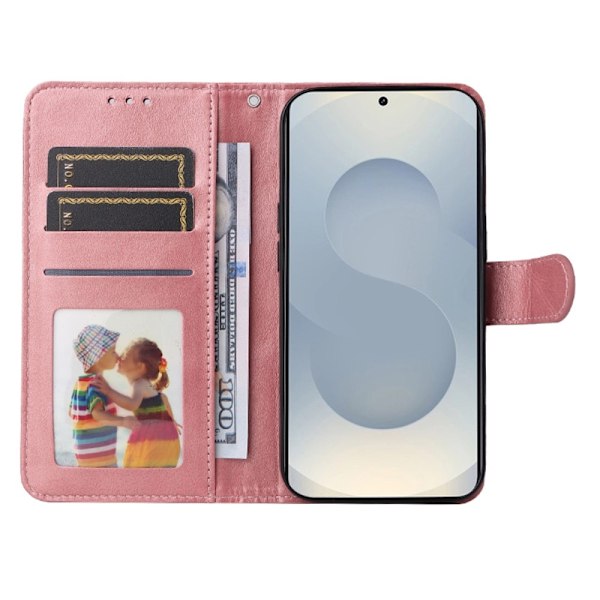 SKALO Samsung S25 Edge PU-läder Plånboksfodral - Fler färger Rosa
