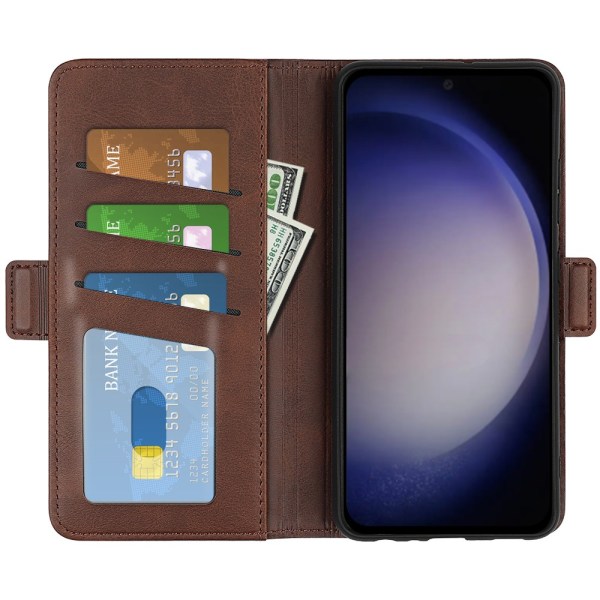 SKALO Samsung S24 Premium Wallet Lompakkokotelo - Ruskea Brown