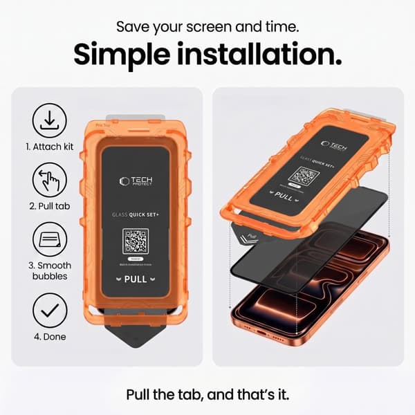 2-PAK Tech-Protect Quick Set Spy+ Privacy Skærmbeskyttelse i Hærdet glas til iPhone 18 Pro - Sort Black