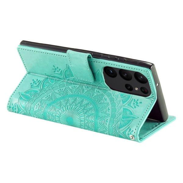 SKALO Samsung S23 Ultra Mandala lompakkokotelo - Turkoosi Turquoise