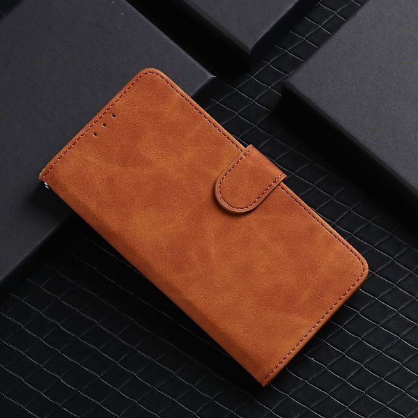SKALO OnePlus Nord CE 2 Lite 5G Matt PU-Läder Plånboksfodral - Brun Brun
