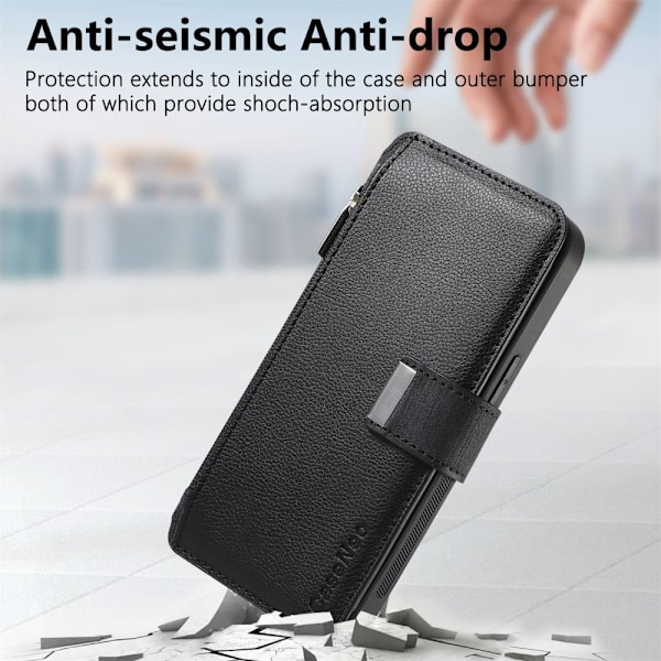CASENEO iPhone 16 MW-02 Pungetui i PU-læder - Sort Black