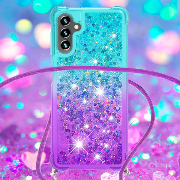 SKALO Samsung A54 5G Kvicksand Glitter Mobile Collar - Turkis-Lilla Multicolor