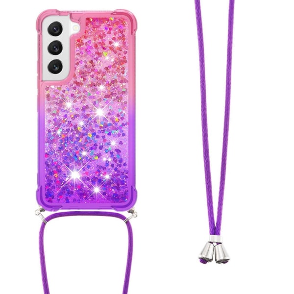 SKALO Samsung S23 Kvicksand Glitter Mobile Collar - Pink-Lilla Multicolor