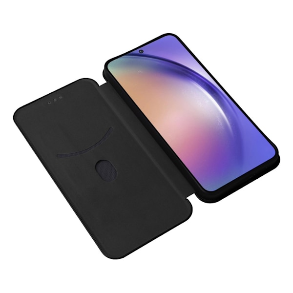 SKALO Samsung A35 5G Carbon Fiber Pungetui - Sort Black