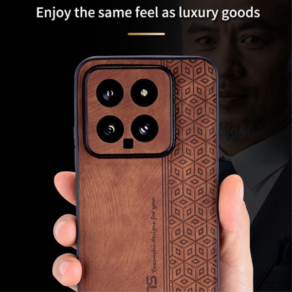 SKALO Xiaomi 14 5G AZNS PU læder Cover - Brun Brown