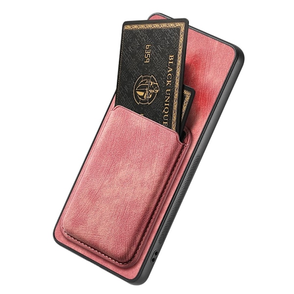 SKALO Samsung A56 5G PU-Läder Magnetisk Korthållare Skal - Rosa Rosa