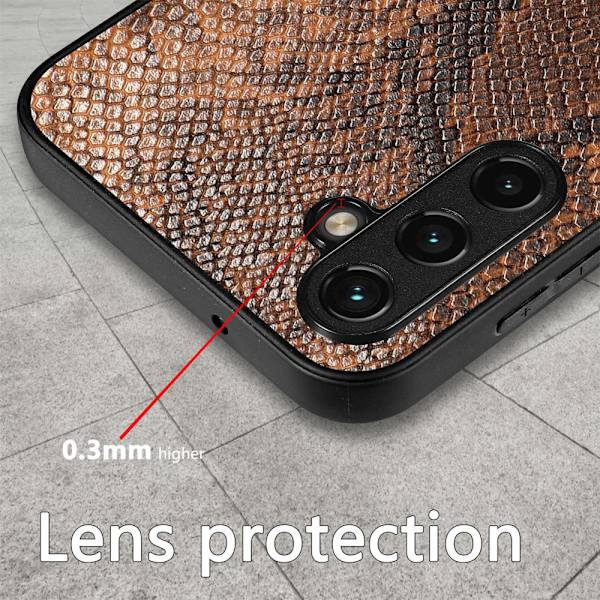SKALO Samsung A14 4G/5G Snakeskin PU-nahka hybridi Suojakuori - Ruskea Brown
