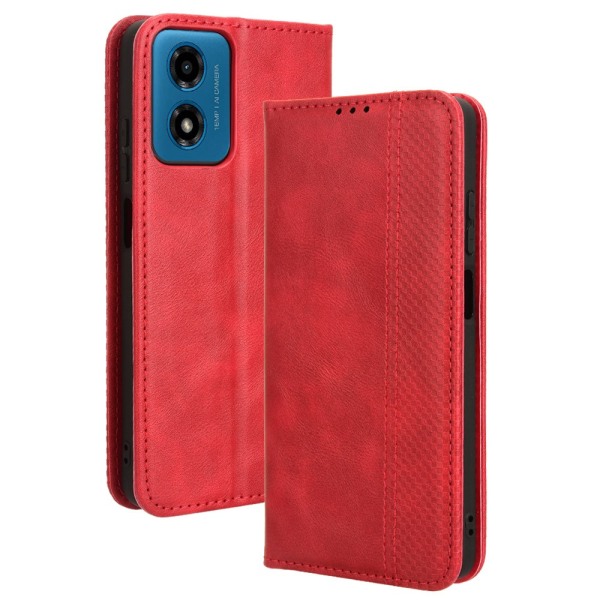SKALO Motorola Moto G04 Embossed Premium Plånboksfodral - Röd Röd